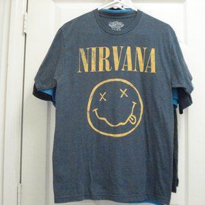 Nirvana Blue Tee Shirt Smiley Face Size Medium